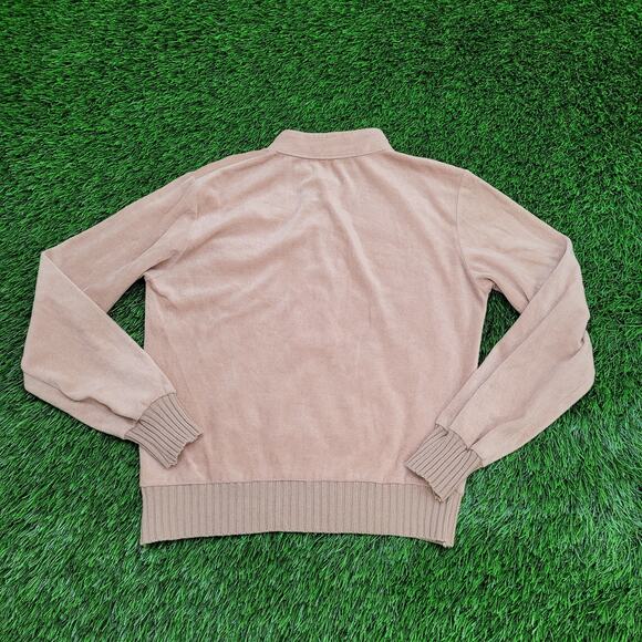Vintage 70s Velour MOD Shirt Womens Small 17x19 Light Brown - Picture 3 of 8